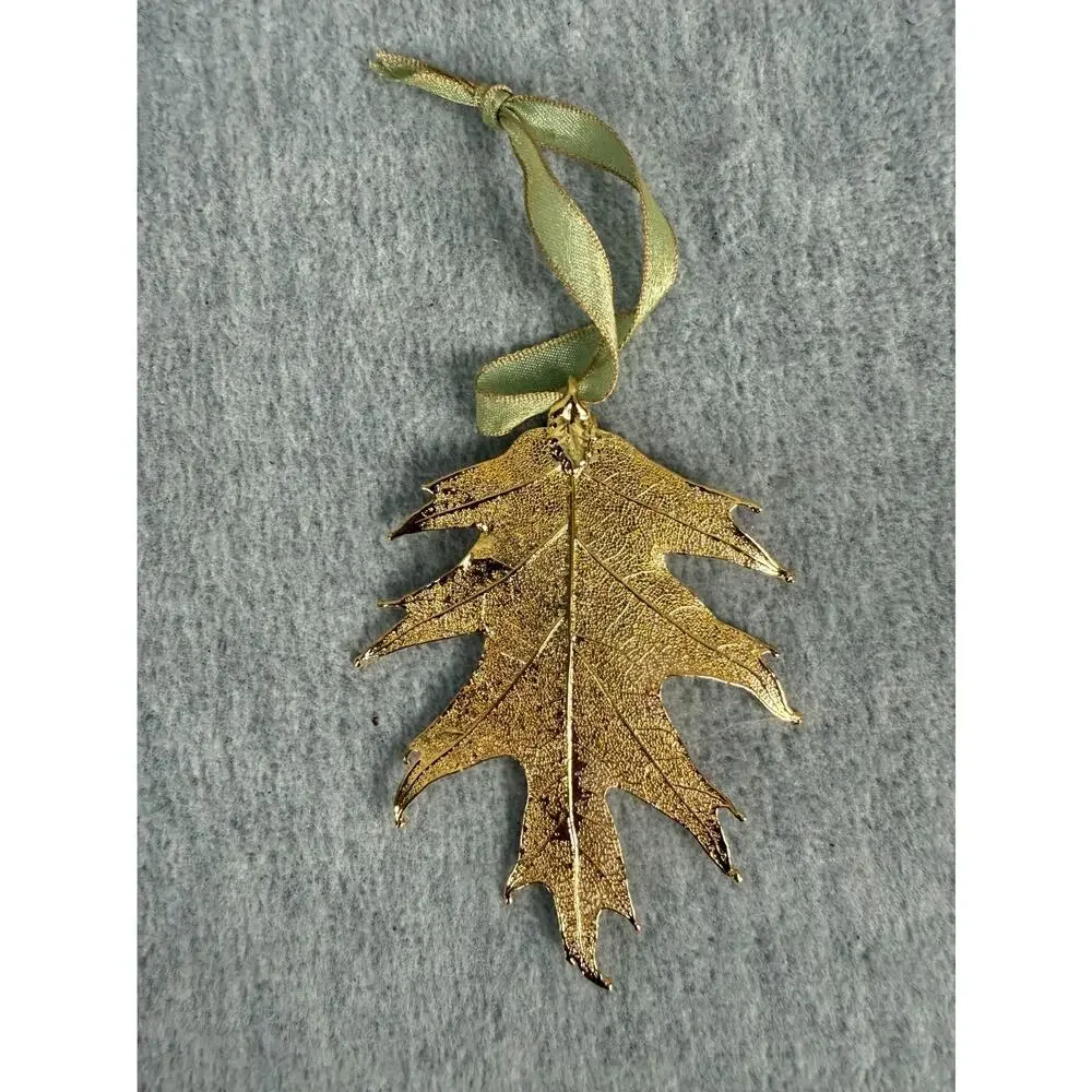 Still Life Real Leaf Ornament Black Oak Gold Dipped 2007 in Original Box